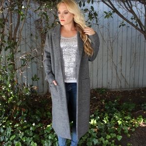 New-Forever-21-Grey-Wool-Long-Pea-Coat-Medium